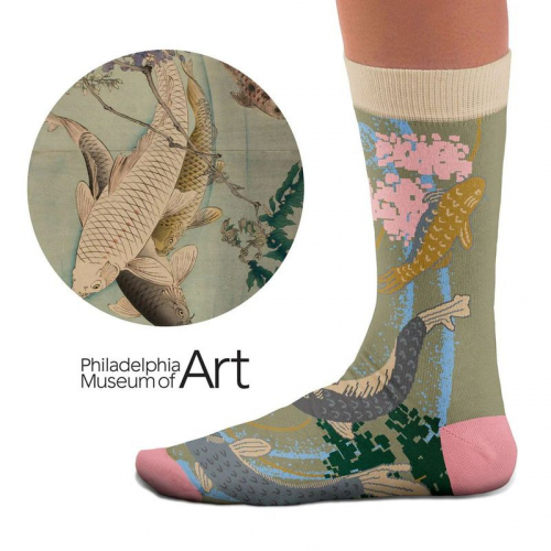 Socken Kunstwerke - Yoshitoshi "Karpfen schwimmen unter Wisteria"